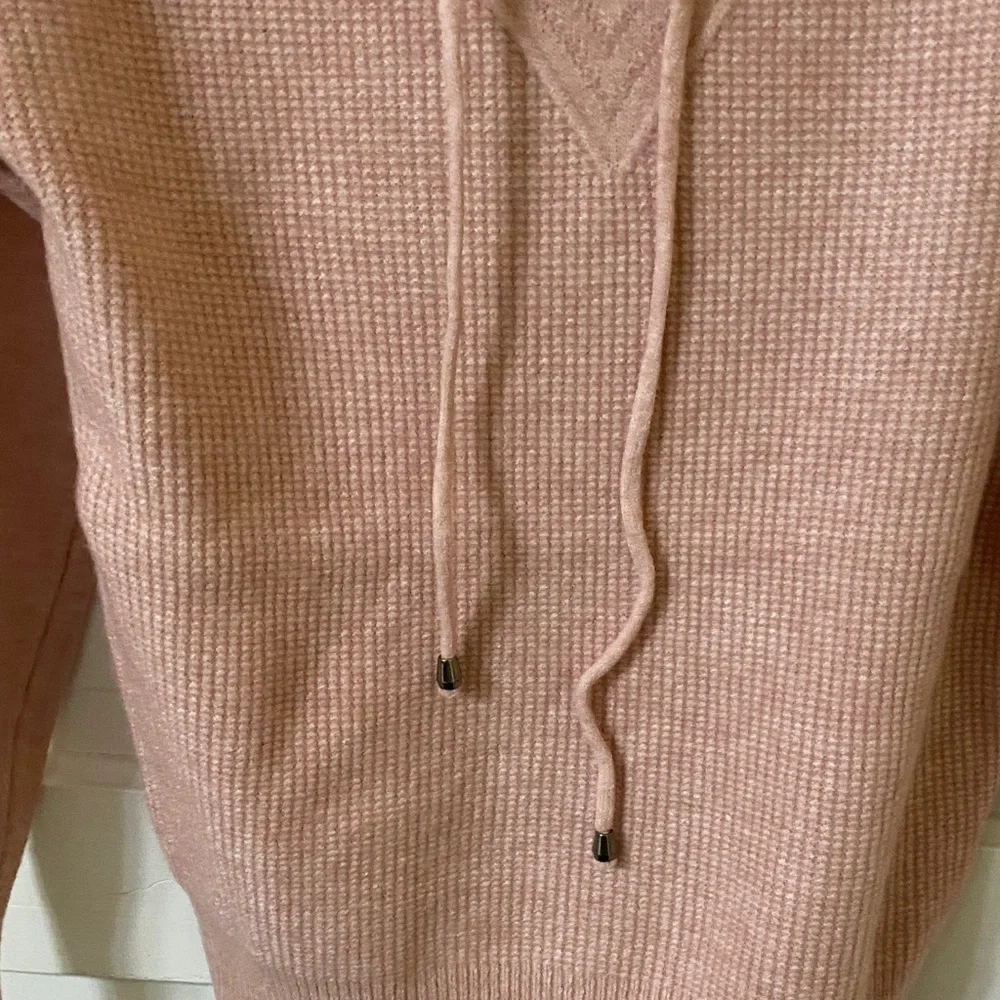 S Christina NWT 100% Cashmere Luxe Waffle Knit Hoodie - Rose Small/Medium